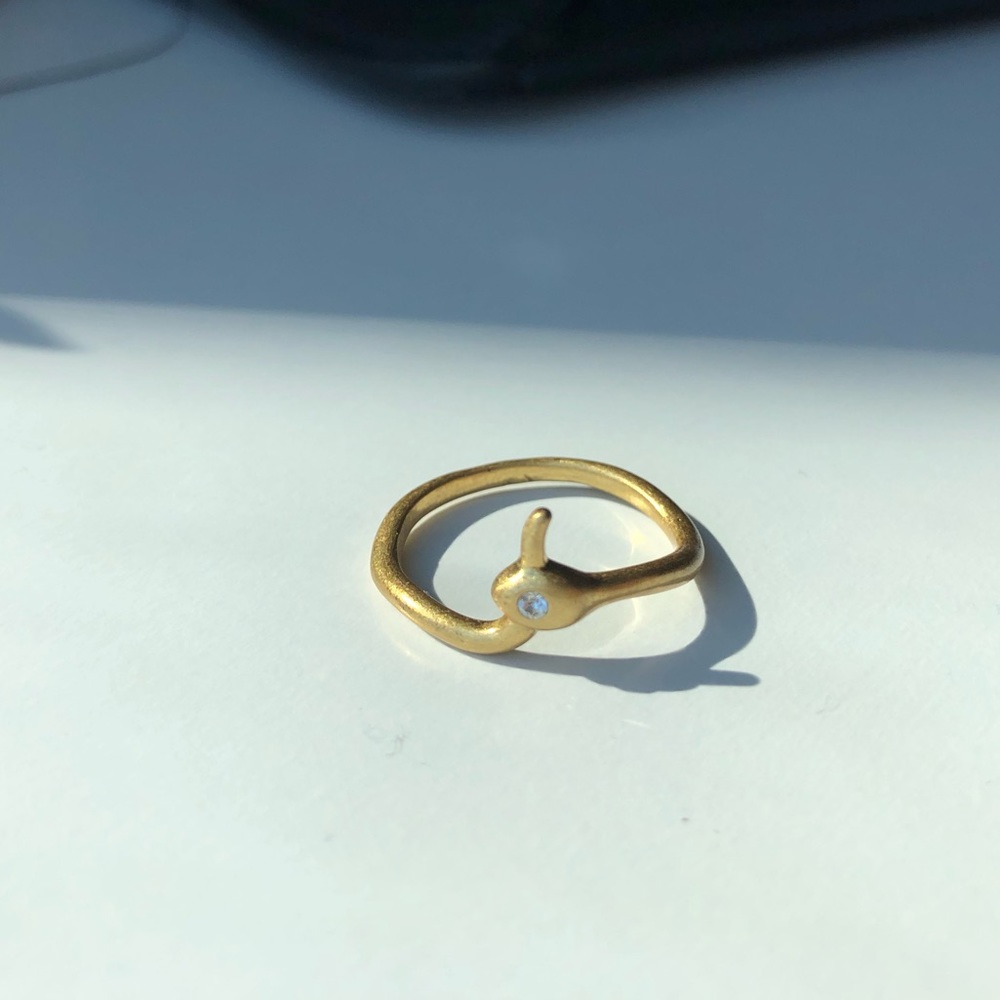 Brass Madewell Snake Ring Cubic Zirconia Size 7.5